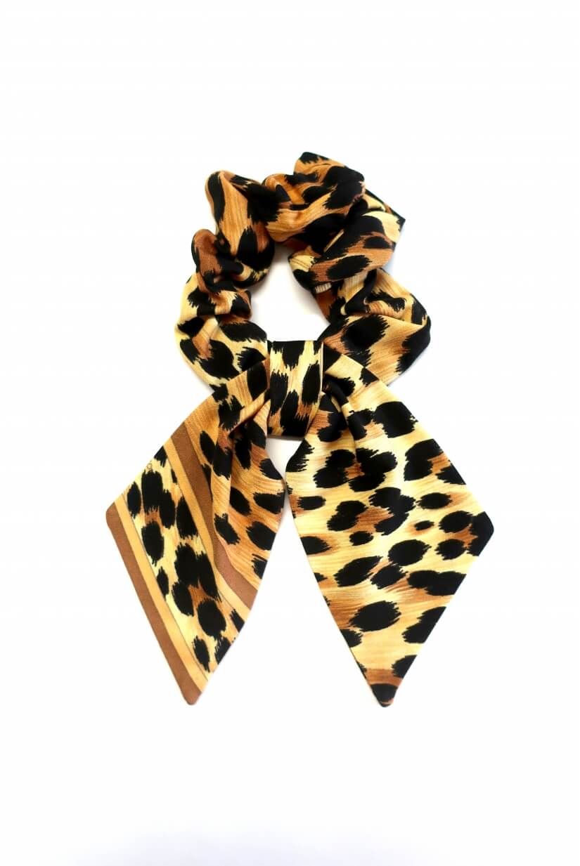 SCRUNCHY IN SILK JERSEY IN LEOPARD PRINT