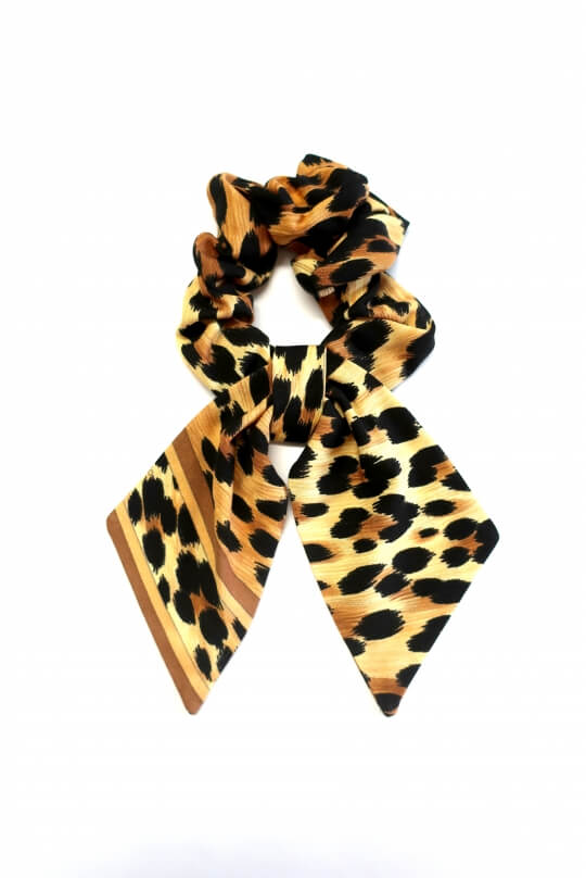 SCRUNCHY IN SILK JERSEY IN LEOPARD PRINT