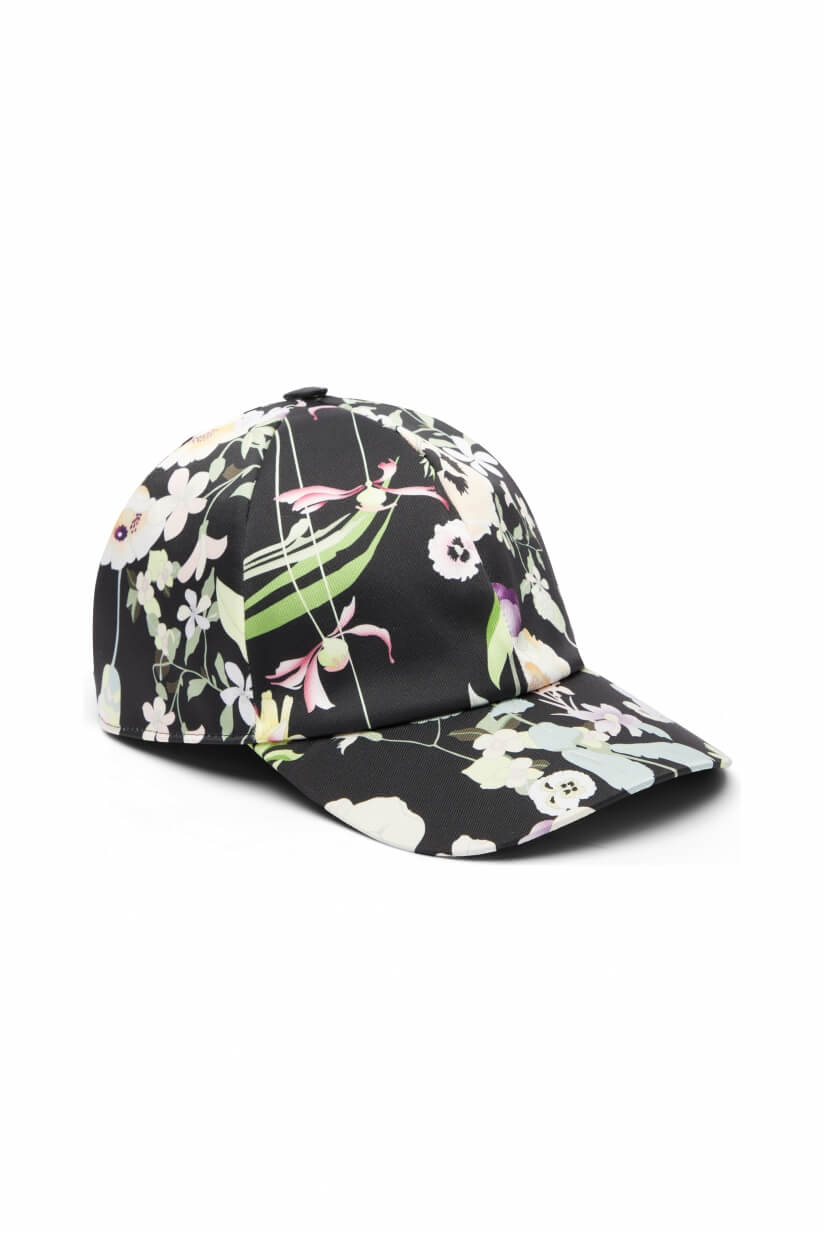 Cap with flowers black